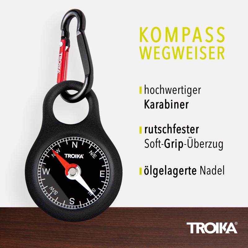 Troika Wegweiser, Item COS10/BK Pocket Compass with Carabiner Black - Image 2